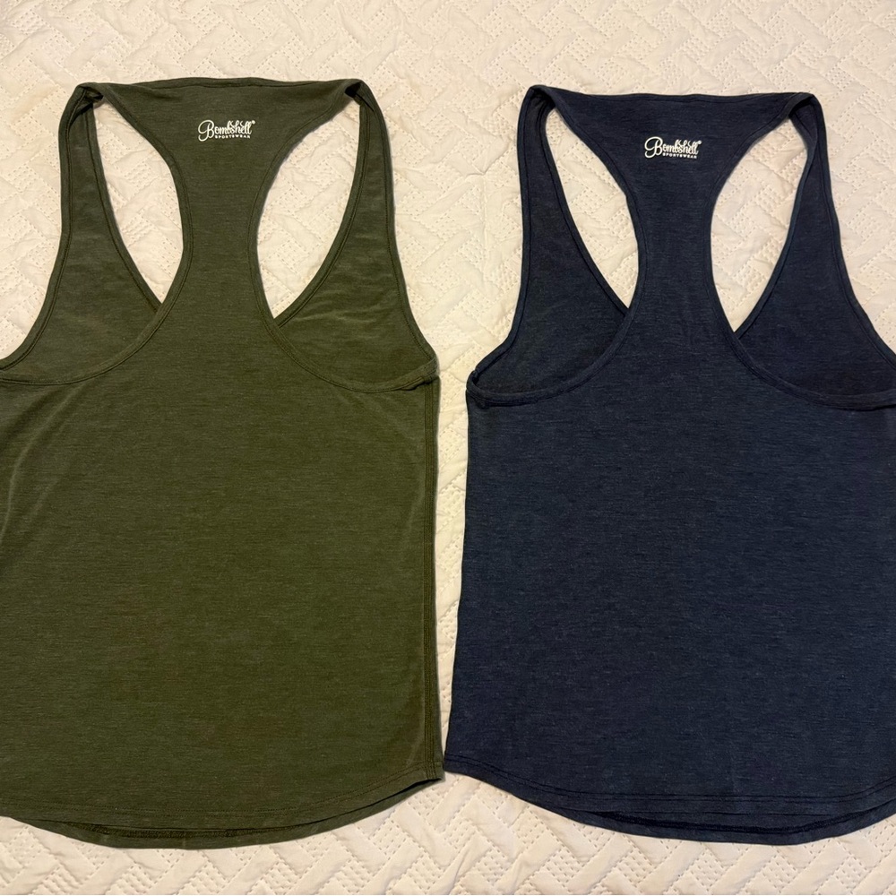 Set of 2 - Bombshell Sportswear Coverage Tank in Twilight Blue & Hunter Green XS - Picture 7 of 8